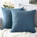 OTOSTAR Linen Throw Pillow Covers Set of 2 Decorative Square Pillowcases Cushion Covers 26x26 Inch for Home Decor Sofa Bedroom Car 65 x 65 CM Blue