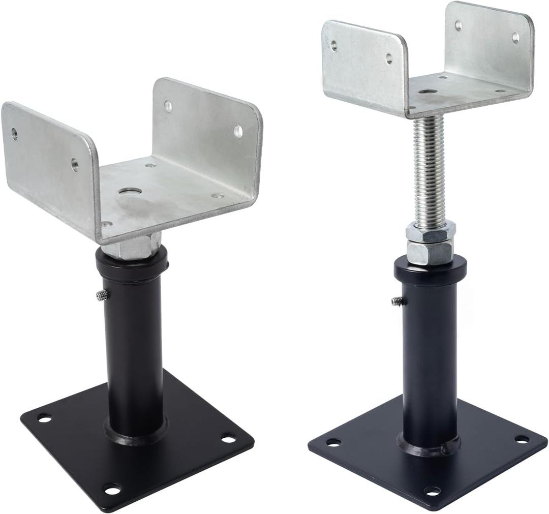 2 Pack U-Shaped Floor Jack - Adjustable Steel Beam Support for 4x2, 4x4, 4x6 Joists Heavy Duty Screw Jack with U-Head Telepost & House Jack.6-8.5 Inch Adjustment Range.