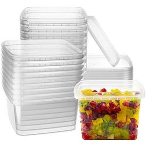 NYHI 16 oz. 20 Pack Square Clear Deli Containers with Lids Disposable BPA Free Square Plastic Food Storage Containers with Lids Airtight for Meal Prep Take Out Kitchen