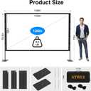 STWUI Outdoor-Projector-Screen-with-Stand - 120 inch Portable Projection Screen Indoor Outdoor Projector Screens 16:9 4K HD Lightweight Movie Screen with Carry Bag for Backyard Movie Night 1pcs