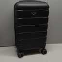 Flight Knight 22x14x9" Expandable Carry On Suitcase Hardside TSA Lock USB C Port Lightweight Luggage Silent Double Spinner Wheels Maximum Overhead Carry-On Bag For American & United Approved Airlines, Black 