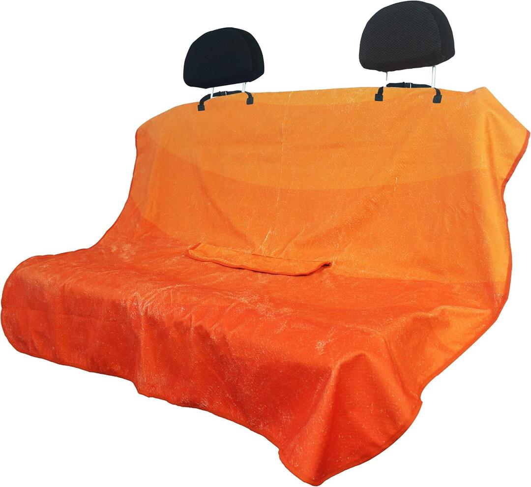Waterproof Back Seat Cover for Dogs and Kids, Car Seat Protector Under Baby Car Seat, Child and Dog Car Seat Cover Blanket for Rear Bench(Orange, Rear Bench Seat Towel)