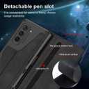 for Samsung Galaxy Z Fold 5 5G Case with [Fold5 Edition S-Pen Slot], Military Armor Cases Full Body Protective Anti-Scratch Hard Slim Leather Bracket Case with Screen Protector (Black)