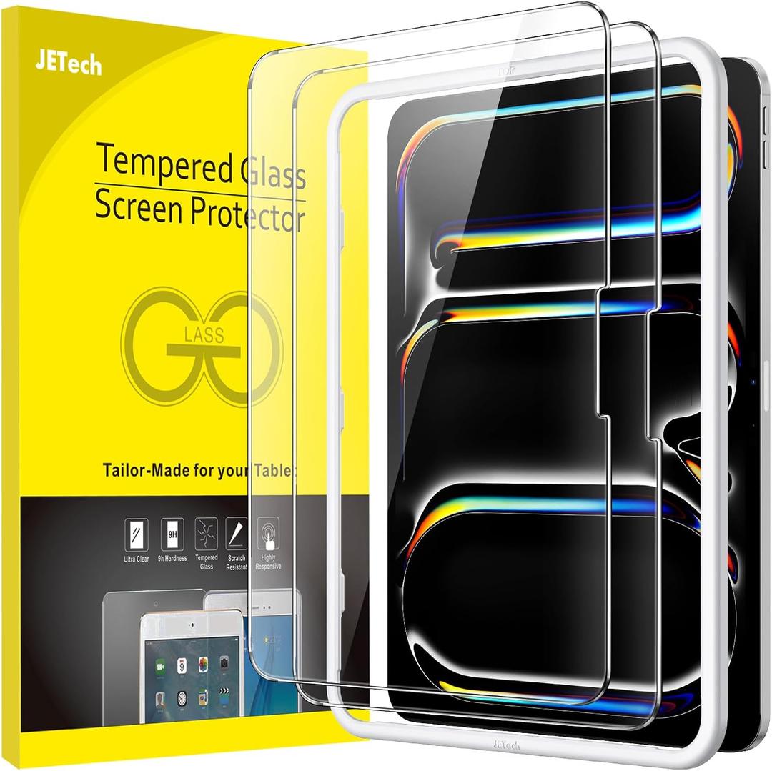 JETech Screen Protector for iPad Pro 11-Inch M5/M4 (2025/2024) with Easy Installation Frame, Tempered Glass Film, HD Clear, 2-Pack