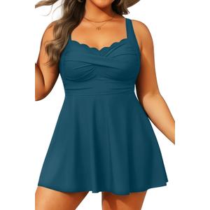 Aqua Eve Plus Size Swim Dress - Two Piece Tankini Tummy Control Bathing Suit with Shorts 2025 Swimsuit (Teal,20W)