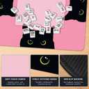 Funny Black Cat Pink Mahjong Mat for Table, Black Cat Lovers Gifts 31.5" x 31.5" Non-Slip & Noise Reduction Mahjong Mat for Poker Dominoes Cards & Board Games
