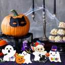 Cute Wooden Halloween Ghost Decor Set of 4 - Spooky Cute Halloween Decorations for Indoor Tiered Tray, Tabletop, Shelf & Mantel