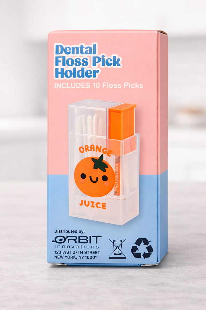 Orange Juice Box Floss Dispenser, Pack Of 4