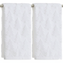 Artoid Mode 2 Pcs Green 3D Xmas Tree Jacquard Christmas Hand Towels for Bathroom, 100% Cotton Soft Absorbent Bathroom Decor Towels, 13.7 x 29.5 Inch