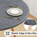 misaya Round Fitted Tablecloth with Elastic Edge, 100% Waterproof Oil Proof Plastic Table Cover, Vinyl Flannel Backed Tablecloth Fits 36"-44" Round Tables for Dinner, Outdoor, Picnic, Wood Grey