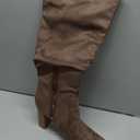 Juliet Holy  Womens Knee High Boots Chunky High Heel Square Toe Side Zipper Wide Calf Boot  (Coffee, 11)