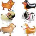 Walking Animal Balloons Pet Dog balloons - 6pcs Puppy Dogs Birthday Party Supplies Kids Balloons Animal Theme Birthday Party Decorations (22 inch, Yellow)