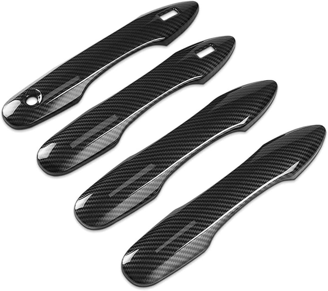 Adhesive Car Door Handle Cover Protector Compatible for 2018-2024 2025 Toyota Camry Accessories 2026 for Toyota Corolla 2026 2025 2024-2020 with 2 Smart Key Holes Carbon Fiber