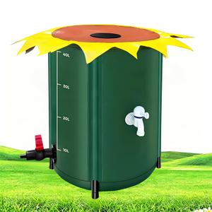 DTXFCER Collapsible Rain Barrel, Rain Water Collection Barrel with 1000D Oxford Cloth, Portable Rainwater Collection System with Spigot and Overflow Kit (42Gallons)