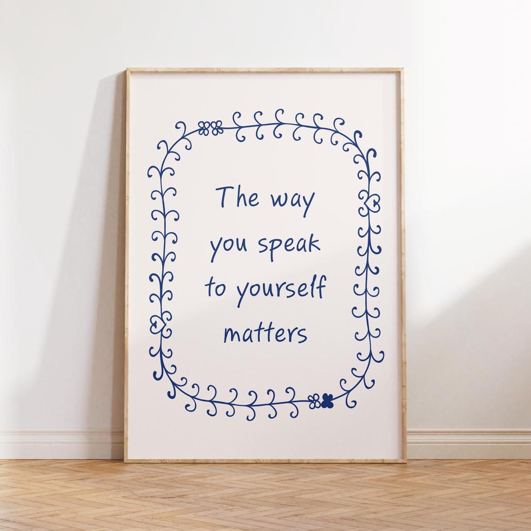 lyrae 6pcs Mental Health Wall Art Blue Inspirational Quotes Print Artwork Motivational Psychology Painting Pictures Wall Decor for Bedroom Office Home Decoration 8x10In Unframed