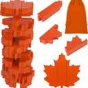 VWAERR Fall Wooden Blocks Stacking Game, 45 PCS Thanksgiving Maple Leaf Tumbling Tower and Balance Game, Stacking Board Toy with Storage Bag for Family & Party Fun Game Supplies