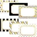 240PCS Gold Foil Name Tags Stickers - Large 3.7"x2.3" Elegant Border & Print Design, Premium Coated Paper Self-Adhesive Name Badges Labels for Office, School, Party, Wedding & Gift Labeling
