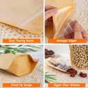 100 PCS Stand Up Pouches, 4 x 6 inch Kraft Paper Food Bags with Clear Window, Reusable Zipper Food Storage Bags Resealable Pouches for Foods, Coffee Beans, Snacks