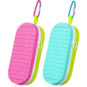 2 Pcs Swim Goggle Case for Swimming with Hole Zipper Clip Silicone Cases for Goggle Gift (Blue Green, Purple Green)