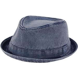 Men's Casual Vintage Style Washed Cotton Fedora Hat (Large-X-Large, Navy-f2232)