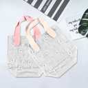 TSAZZZ 48 Pcs Clear Daisy Gift Bags With Handles Plastic PVC Goodie Bags With Ribbon Small Gift Bag For Wedding Birthday Baby Shower Party Valentines Pink (7.8"*7"*3.9")