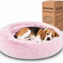 The Dog’s Bed Calming Donut Dog Bed, Machine Washable Removable Zip Cover, Medium (30") – with Removable Zip Cover, Pink