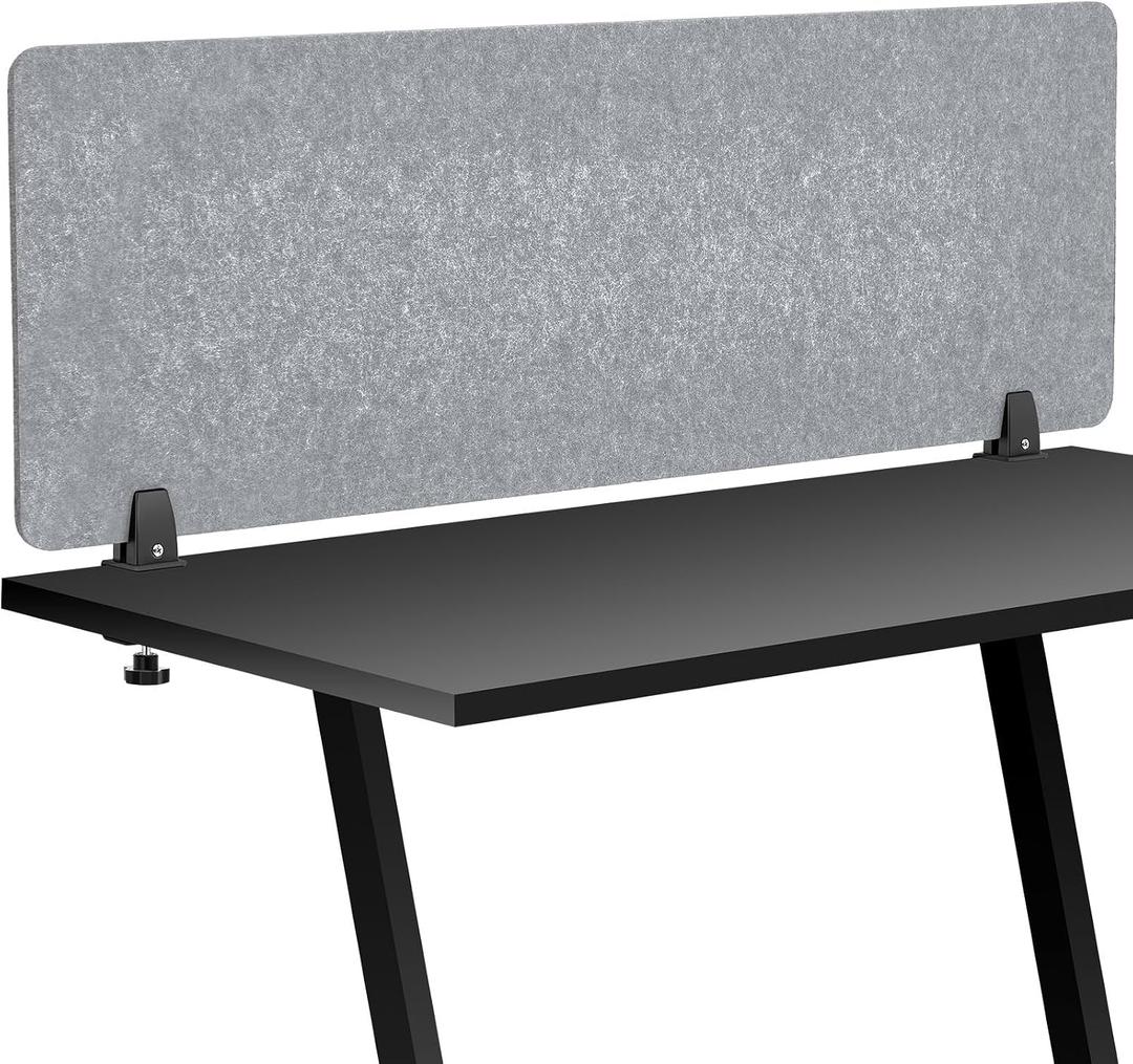 Colarr Sound Proof Dividers with Clamp 16 x 47 '' Mounted Desk Divider Privacy Panel Acoustic Absorbing Desk Partition Boards for Privacy Office Desktop Accessories Reduce Distractions (Light Grey)