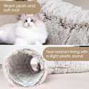 Cat Tunnel Bed for Indoor Cats, Peekaboo Cat Cave with Washable Soft Play Mat, Furry Cat Tube, for Kitten/Puppy/Rabbit, Brown
