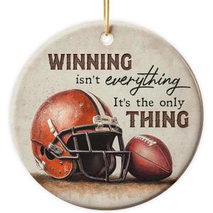 4 x Football Ornaments - Football Gifts for Christmas Tree Decorations - Double-Sided Printed Ceramic Christmas Ornament