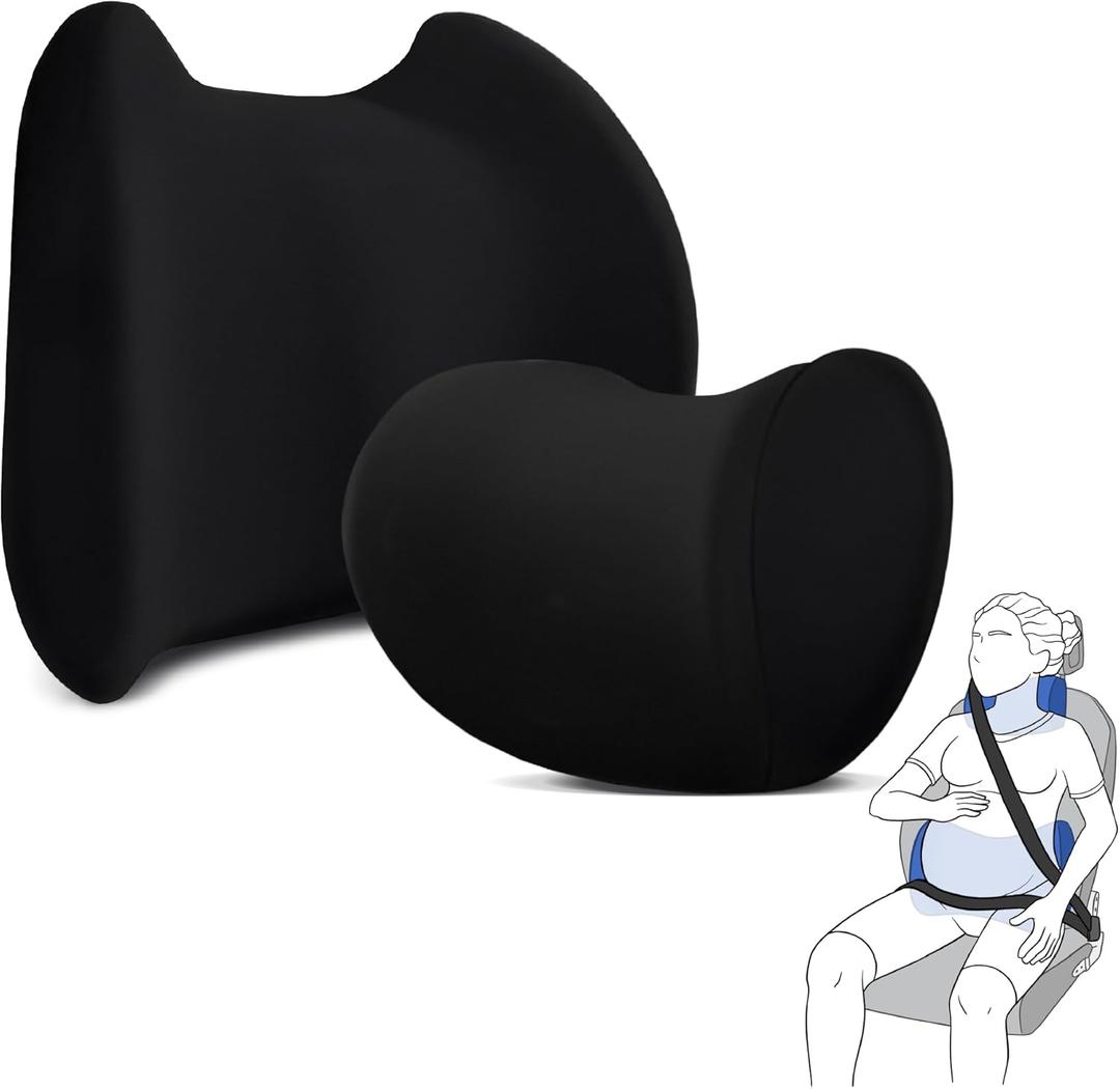 Lumbar & Neck Support Pillow Kit - Black - Back & Neck Support Pillow for Car & Office Chair - Memory Foam Pillow - Ergonomic Pillow for Neck & Back Pain