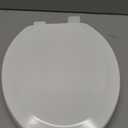 Elongated Toilet Seat Angol Shiold Quiet-Close Molded Wood Toilet Seat with Non-Slip Adjustable Hinges, Anti-Pinch Bumpers, Easy Install & CleanWhite, Elongated 18.5''