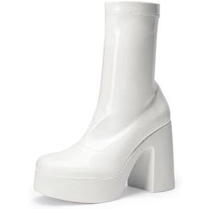 DREAM PAIRS Women's Platform Gogo Ankle Boots High Chunky Block Heel Square Toe Booties Shoes Size 8.5