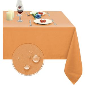 Obstal 210GSM Rectangle Table Cloth - Heavy Duty Water Resistance Microfiber Tablecloth, Decorative Fabric Table Cover for Outdoor and Indoor Use (Orange, 54 x 108 Inch)