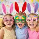 Easter Headbands and Glasses Set, 6PCS Bunny Ear Headbands & Funny Easter Glasses, Cute Photo Props for Easter (S)