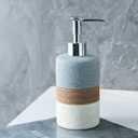 Ceramic Soap Dispenser Set for Hand Soap, Shampoo, Dish Soap, Conditioner, Bathroom & Kitchen, Stainless Steel Pump, Includes Silicone Funnel, 12 Oz, Non-Slip, Elegant Kitchen Decor, Gray