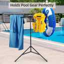 CozyNova Pool Towel Rack Outdoor – Adjustable 51-71 Inch Freestanding Pool Float Storage Rack with 6 Foldable Arms, for Towels & Swim Gear