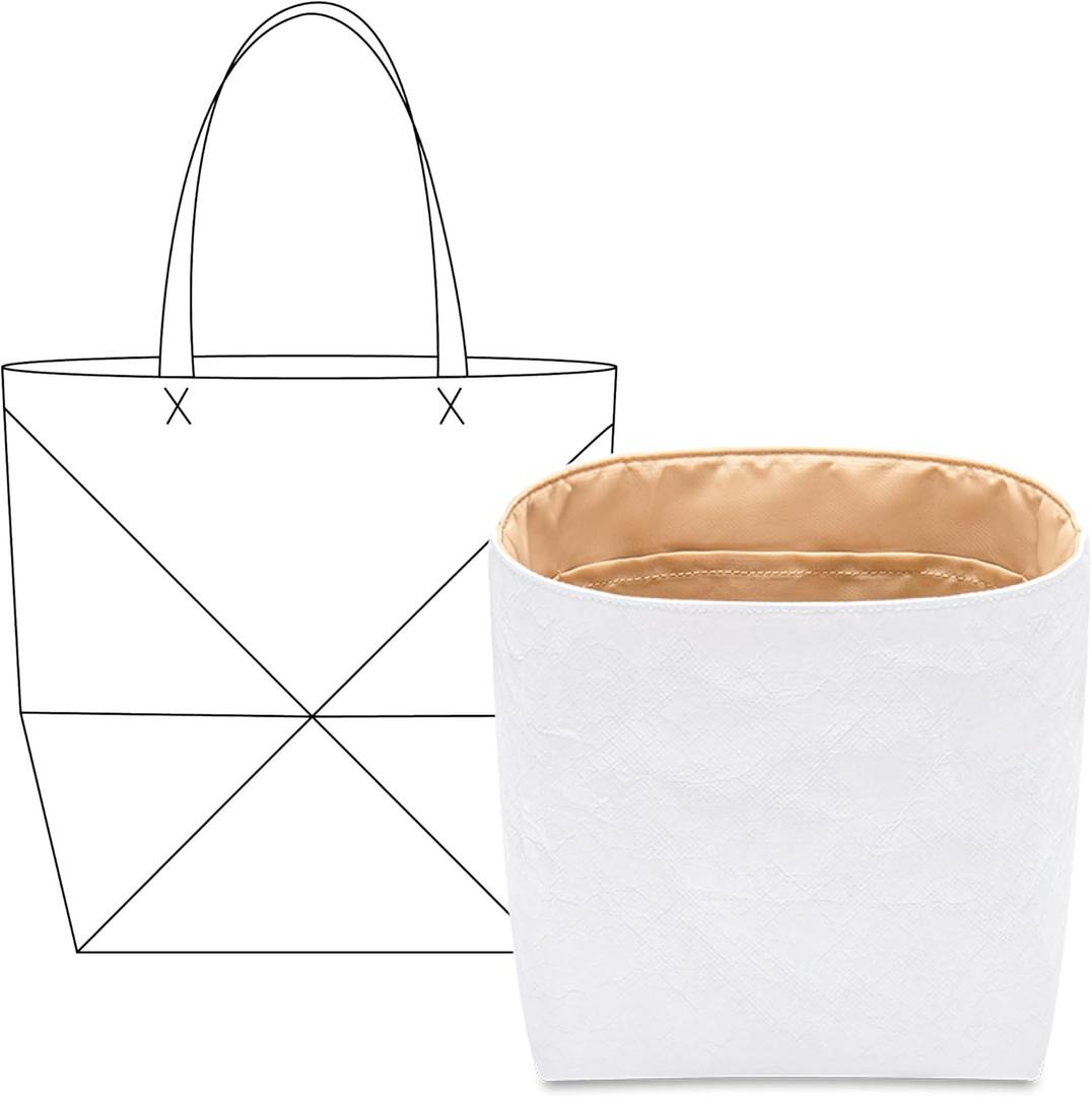 Tote Bag Organizer Insert for LOEWE Puzzle Fold Tote Mini Handbag, Custom Fit Inside Premium Lightweight Water Resistant Purse Insert with Zipper(Vanile)
