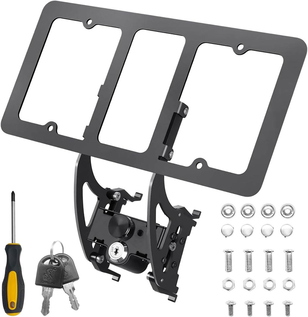 License Plate Holder Compatible with Tesla Model 3/Y(2017-2023), No Drill No Adhesives Front License Plate Bracket Mounting Kit with Anti-Theft Lock Design