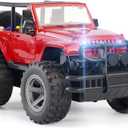Car Toy 1:16 Off-Road Military Fighter Friction Powered Toy Vehicle with Fun Lights and Sounds