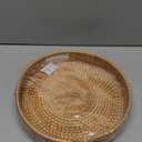 Round Rattan Serving Tray with Handles, Hand Woven Basket, Home Decor Organizer Tray for Breakfast, Tea, Snack, Fruit, Coffee,Storage (Medium)(11.9inchX1.7inch)