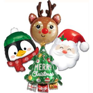 Reindeer Balloon Christmas Foil Balloons Christmas Tree Penguin Santa Claus Balloon for Reindeer Themed Party Decoration Supplies Birthday Decoration Decor Ballons Arch Kits Party Balloons Set 4pcs