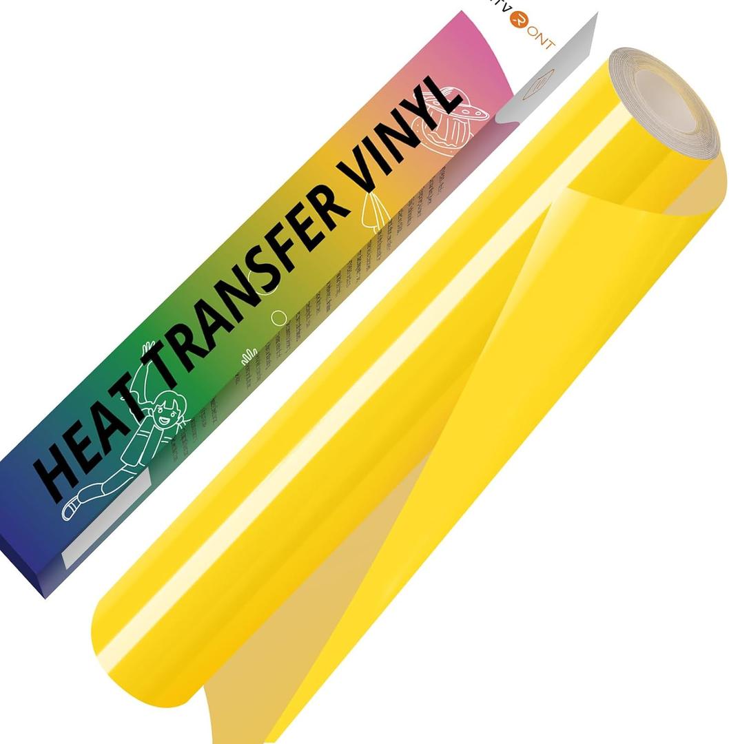 HTVRONT Yellow HTV Vinyl Roll - 12" x 10ft Yellow Iron on Vinyl for All Cutter Machine & Silhouette Cameo, Heat Transfer Vinyl Rolls for t Shirts - Easy to Cut & Weed for Heat Vinyl Design