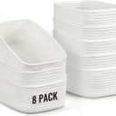 8 Pack Small Storage Baskets for Organizing, Woven Rope Bins for Bathroom, Closet, Shelf Organizer, Cute Cube Decorative Box for Towels, Baby Nursery, Toys, Gift Empty Baskets - 11.5"x7.5"x4.7"-White