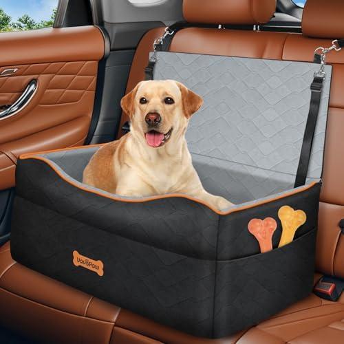 VavoPaw Dog Car Seat for Medium Dog, Dogs Booster Seat Under 50Lbs or 2 Small Dogs Washable, Pet Car Seats with  Safety Leash, Pets Sofa Bed Cushion Add Thick Sponge, Pet Cars Carrier for Travel