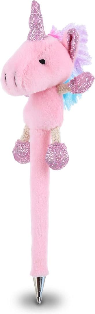 DolliBu Pink Unicorn Plush Pen  Fluffy Stuffed Animal Unicorn Writing Pen, Black Ballpoint Pens for Kids and Adults, FantasyThemed Ink Pens for School  7.5 Inches