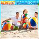 Bedwina 4-Pcs Assorted Inflatable Beach Balls - Rainbow Beach Balls for Kids in 6", 12", 16", 24" Sizes - Colorful Blow Up Pool Toys for Beach Games, Summer Party Decor & Outdoor Fun