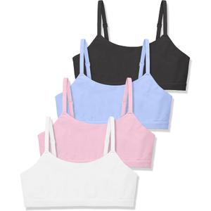 SALIA GIRL Double-Layer Cotton Training Bras for Girls 7–12, Natural Cami First Bra with Adjustable Straps, S