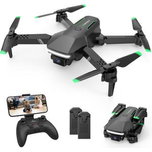 Drone with Camera for Kids - RC Helicopter Boy Gifts Toys, Mini FPV Drones with 1080P HD Camera, Foldable Remote Control Quadcopter with One Key Start, Stable Hover, Gesture Selfie, 2 Batteries, Black