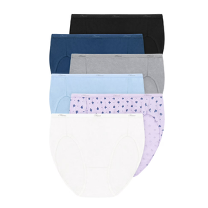 Hanes women's Hi-Cut Panties Pack, Lightweight Cotton Hi-Cuts, 6-Pack (8)