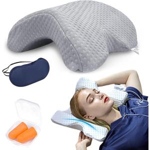 ALEVMOOM Cuddle Pillow for Couples Arm Hole Shoulder Pillows for Adults Side Sleeper Anti-Hand Numb Memory Foam Desk Nap Multifunction Grey (Gray)